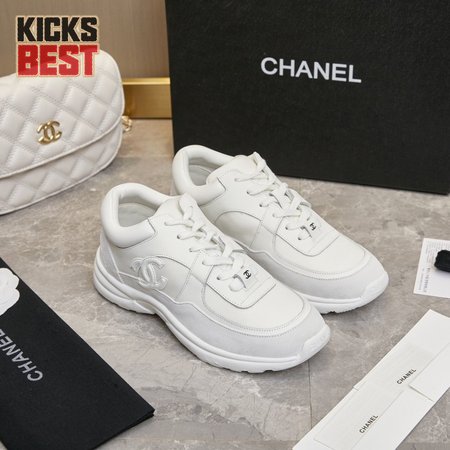 CHANEL LOW TOP TRAINER CC TRIPLE WHITE - CC4