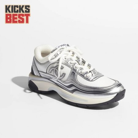 CHANEL SNEAKERS White & Silver - CC7