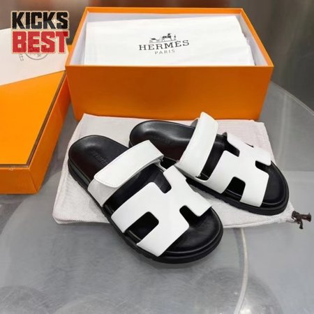 HERMES CHYPRE SANDAL BLACK WHITE - H22