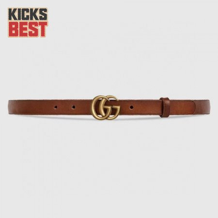 GUCCI LEATHER BELT WITH DOUBLE G BUCKLE