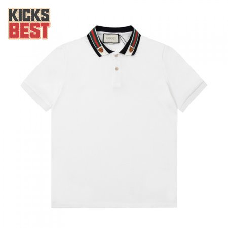 GUCCI COTTON POLO WITH WEB AND FELINE HEAD