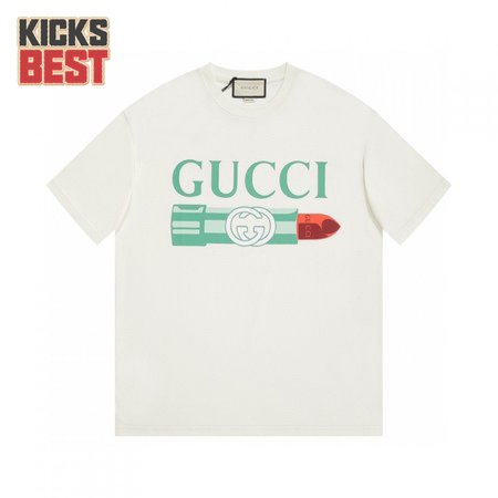 GUCCI LIPSTICK PRINT PRINT COTTON T-SHIRT WHITE