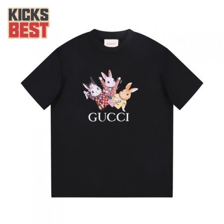 Gucci Rabbits Print Print Cotton T-Shirt Black