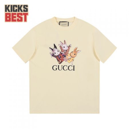 Gucci Rabbits Print Print Cotton T-Shirt White