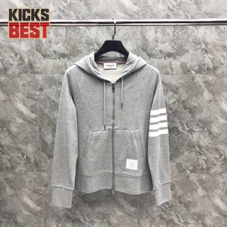 Thom Browne Logo-Patch Zip-Up Hoodie