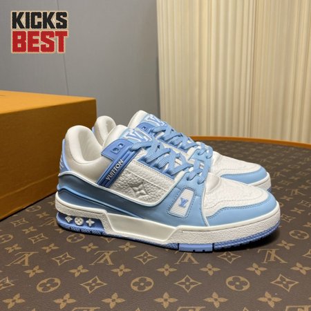 trainer low white blue