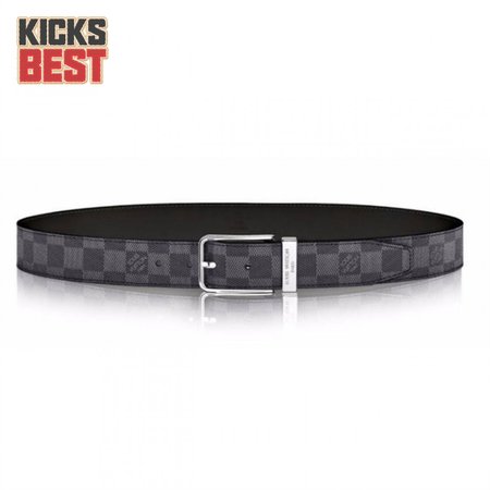 pont neuf belt damier graphite 35mm black grey- lbp004