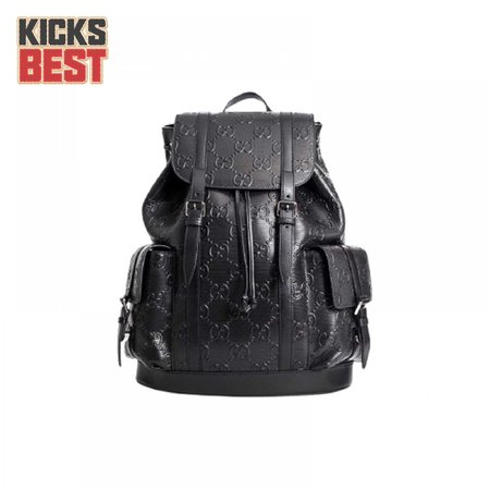 Gg Embossed Backpack In Black Leather GBP014