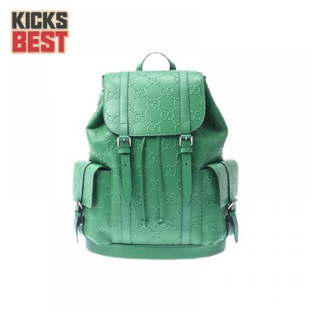 Gg Embossed Backpack In Green Leather GBP015