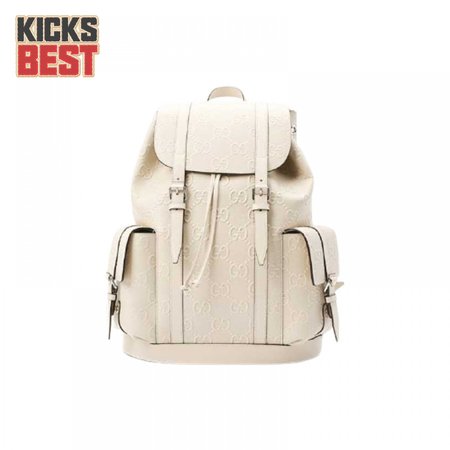 Gg Embossed Backpack In White Leather GBP013