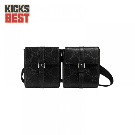 Gg Embossed Belt Bag Black Gg Embossed Leather Cotton Linen Lining GBB021