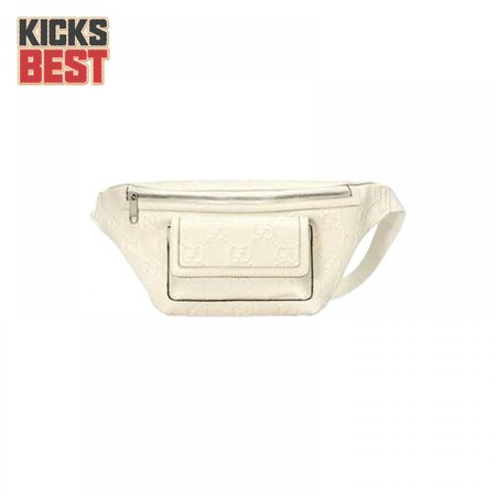 Gg Embossed Belt Bag In White Gg Embossed Leather GBB018