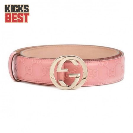 GUCCI INTERLOCKING G-BUCKLE LEATHER BELT - B2