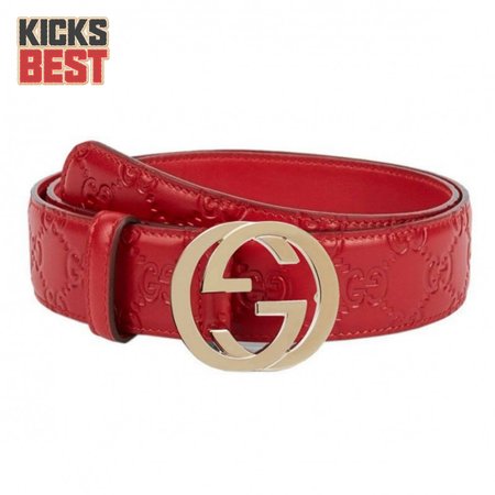 GUCCI INTERLOCKING G-BUCKLE LEATHER BELT - B3