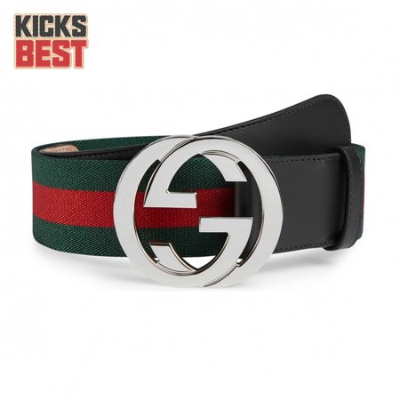 GUCCI MEN'S WEB STRIPED CANVAS BELT - B9