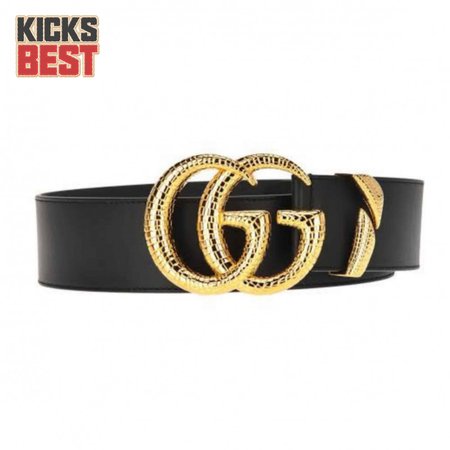 GUCCI LEATHER BELT WITH DOUBLE G BUCKLE - B11