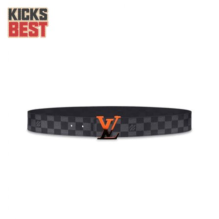 initiales 40mm reversible damier graphite canvas belt - b94