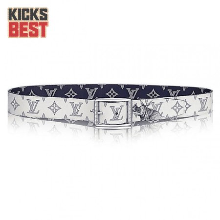 white/blue monogram sa.vane canvas chap.man brothers re.verso belt - b101