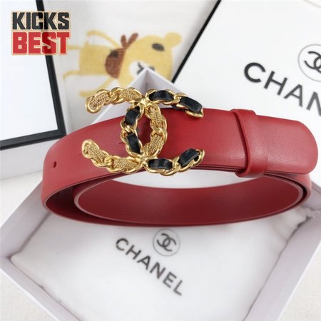 Chanel Leather Belt Buckle 30mm red