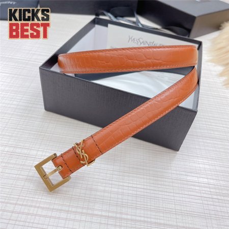 ysl crocodile grain top layer leather belt