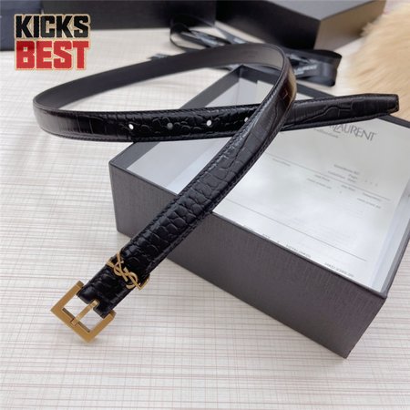 ysl crocodile grain top layer leather belt