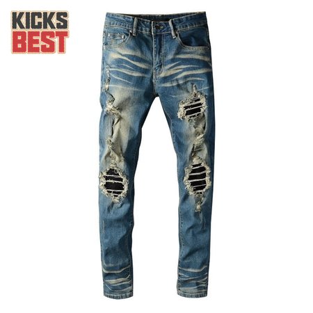 Amiri Blasted Rip Jeans Dark Blue