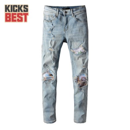 Amiri Design Rip Jeans Light Blue