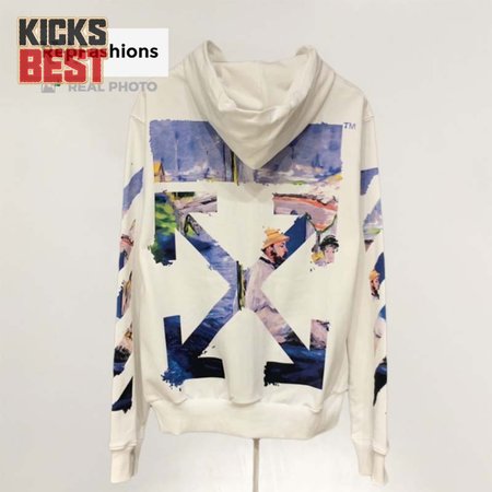 Off White Colored Arrows Zip Up Hoodie