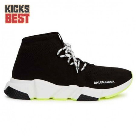 BALENCIAGA SPEED TRAINER LACE UP BLACK WHITE - BB16