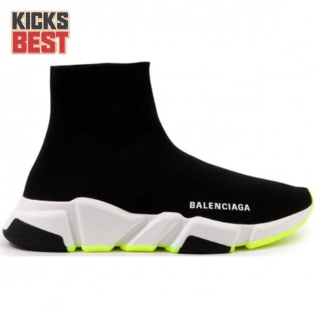 BALENCIAGA SPEED TRAINER BLACK WHITE NEON SS19 - BB12