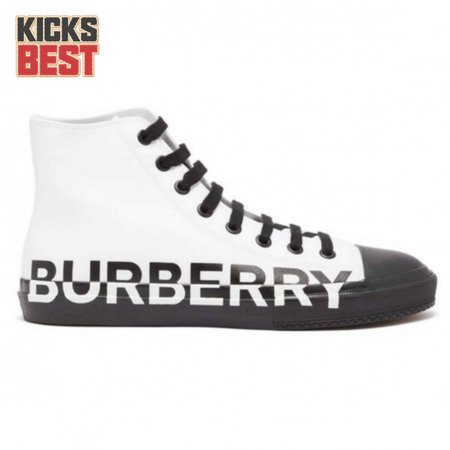 BURBERRY LOGO PRINT GABARDINE HIGH-TOP SNEAKERS - BBR32