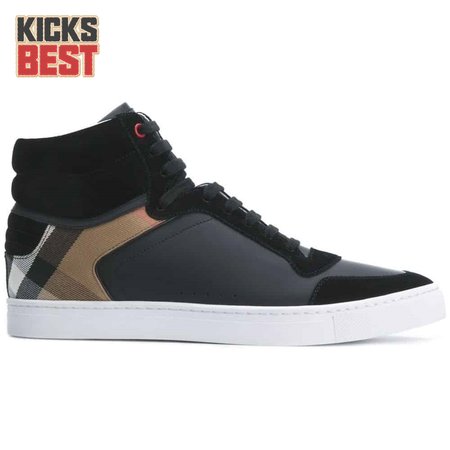 BURBERRY LEATHER AND HOUSE CHECK HI-TOP SNEAKERS - BBR28