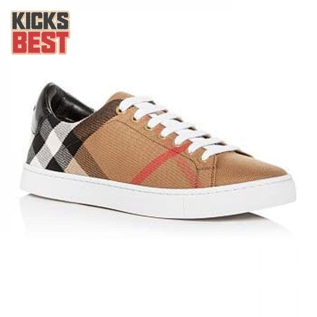 BURBERRY ALBERT HOUSE CHECK & LEATHER LOW-TOP SNEAKER - BBR3