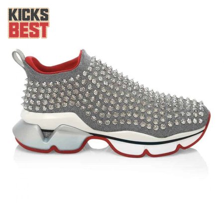 CHRISTIAN LOUBOUTIN GREY SPIKE SOCK SNEAKER- CL50