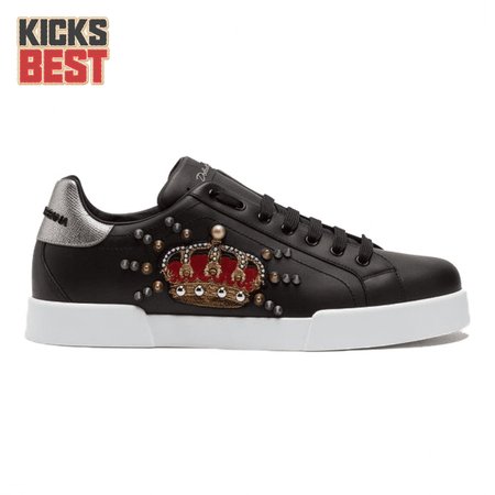 DOLCE & GABBANA CALFSKIN PORTOFINO SNEAKERS WITH PATCH - DG1