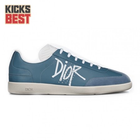 DIOR B01 SNEAKER BLUE SMOOTH CALFSKIN AND SUEDE WITH DIOR AND SHAWN SIGNATURE - CD57