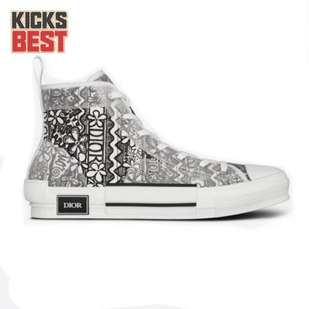 DIOR B23 HIGH-TOP SNEAKER WHITE CANVAS WITH DIOR AND SHAWN EMBROIDERY - CD73