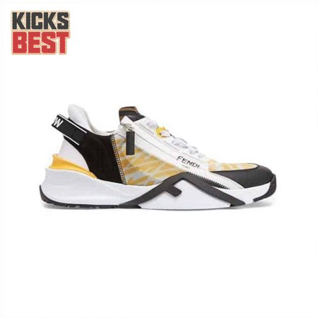 FENDI FLOW YELLOW NYLON LOW TOPS SNEAKERS - FD01