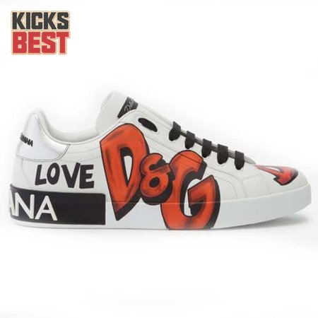 DOLCE & GABBANA CALFSKIN PORTOFINO SNEAKERS WITH PATCHES OF THE DESIGNERS - DG2