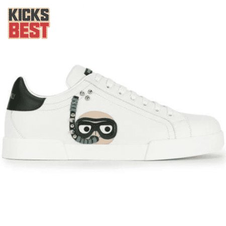 DOLCE & GABBANA CALFSKIN PORTOFINO SNEAKERS WITH PATCHES OF THE DESIGNERS - DG2