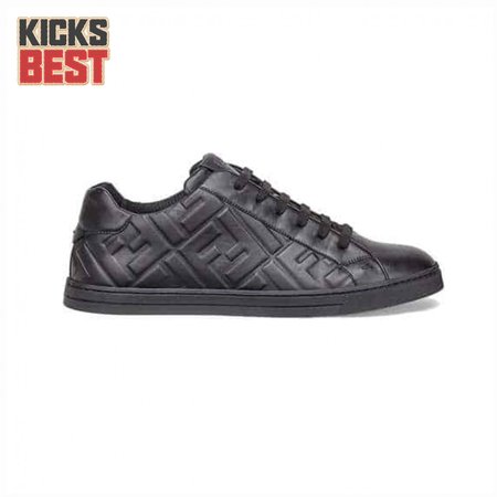 FENDI BLACK NAPPA LEATHER LOW-TOP SNEAKERS - FD04