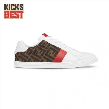 FENDI FF LOGO PRINT LOW-TOP SNEAKERS - FD16