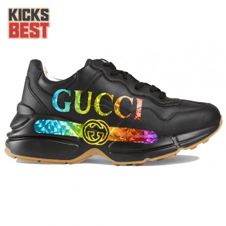 GUCCI RHYTON LEATHER SNEAKER WITH GUCCI LOGO