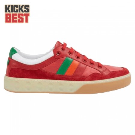 GUCCI MEN'S RED LEATHER AND NYLON SNEAKERS - GC62