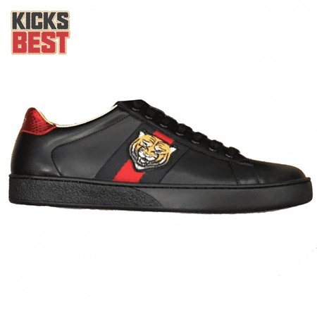 GUCCI TIGER ACE EMBROIDERED SNEAKER BLACK - GC49