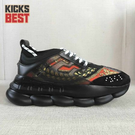 VERSACE BLACK RED AND MULTICOLOURED CHAIN REACTION SNEAKERS - VS18