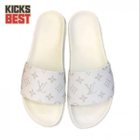 white monogram slides - s43