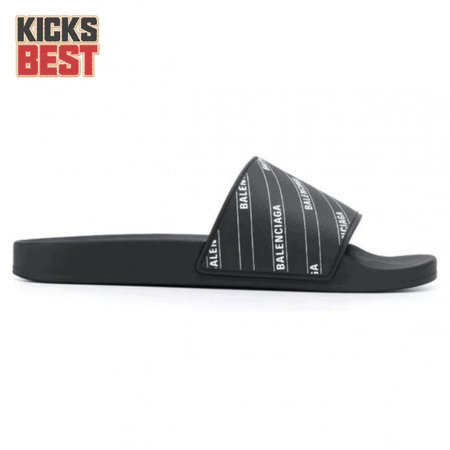 BALENCIAGA RUBBER LOGO POOL SLIDE SANDALS - BBS6